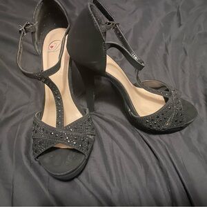 Open Toe Black Women's Heels